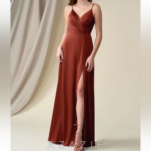 Azazie size A16 bridesmaids dress terracotta satin
